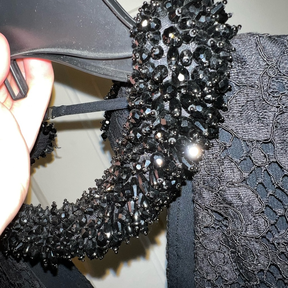 Emilio Pucci Long Black Embellished Evening Gown Lace